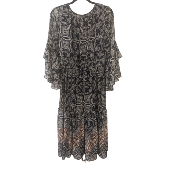 Misa Los Angeles Coco Blue Ruffle Sleeve Floral Dress. Medium - Picture 2 of 6